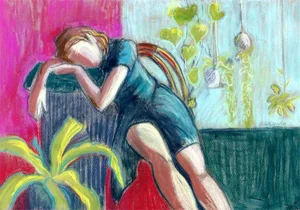 Semi Abstract Pastel Figurative Painting, Spring 2020