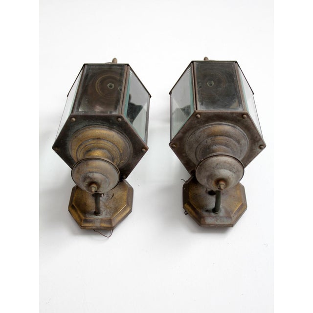 Mid 20th Century Vintage Outdoor Wall Lantern Sconces - a Pair For Sale - Image 5 of 11