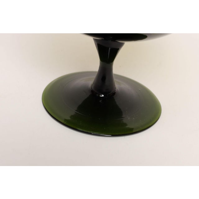 Italian Modernist Empoli Blown Green Glass Optic Balloon Vase For Sale - Image 10 of 10