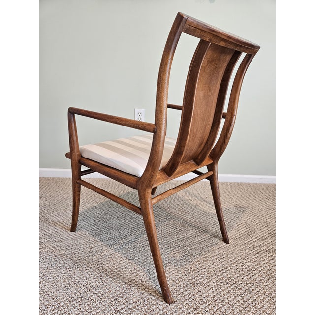 Brown Mid-Century Modern Walnut Upholstered Armchairs (Set of 5) For Sale - Image 8 of 13