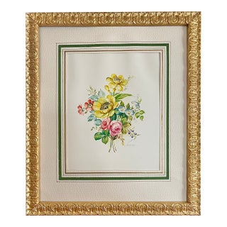Italian Floral Watercolor Painting by Vittorio Guddittoi For Sale