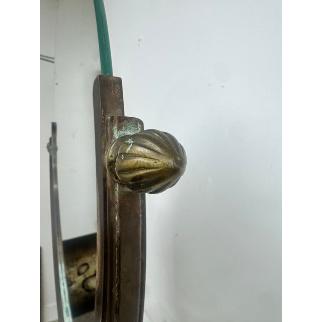 Brass Vintage Double-Sided Solid Brass Vanity Mirror Attributed to Charles Hollis Jones For Sale - Image 8 of 12