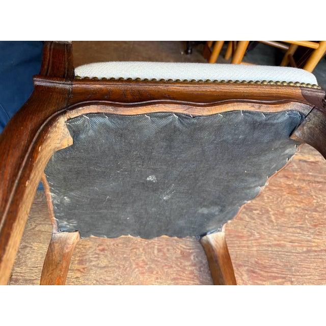 French Country Antique French provincial style Carved Oak Dining Chairs For Sale - Image 3 of 17