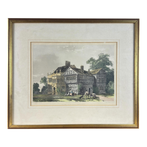 19th Century Antique English j.d. Harding Lithograph, 'The Hall in the Wood' (1845)