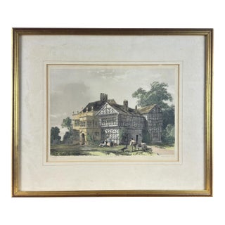 Antique English j.d. Harding Lithograph, 'The Hall in the Wood' (1845) For Sale
