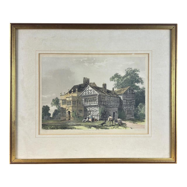 Antique English j.d. Harding Lithograph, 'The Hall in the Wood' (1845) For Sale