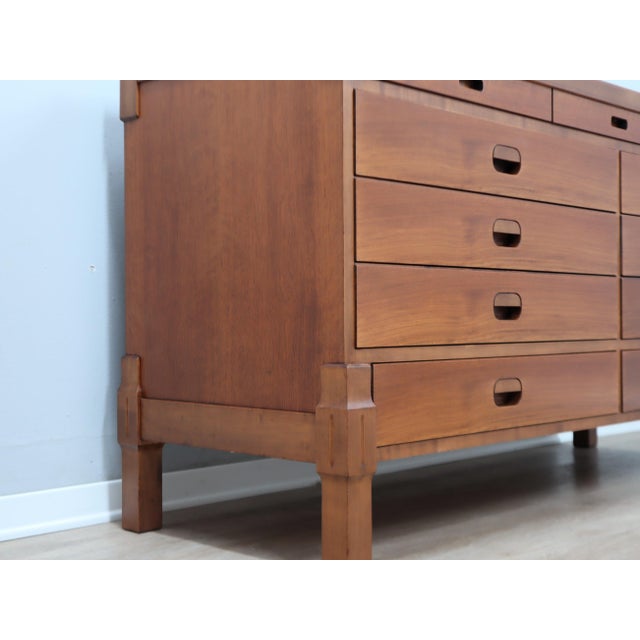 Mid-Century Italian Rationalist Walnut Multi-Drawer Sideboard, 1970s For Sale - Image 12 of 14
