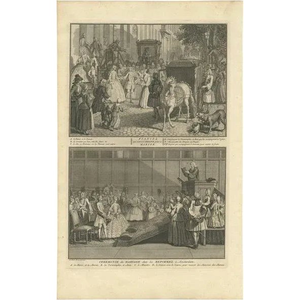 Early 18th Century B. Picart, Illustration of Marriage Ceremonies in Amsterdam, Netherlands, 1730, Print For Sale - Image 5 of 5