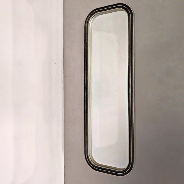 Black Large Rectangular Mirror in Pressed Aluminum by Lorenzo Burchiellaro, 1960s For Sale - Image 8 of 8
