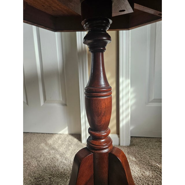 Queen Anne Hexagonal Leather Top Side Table For Sale - Image 4 of 10