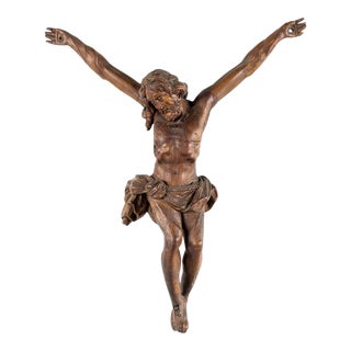Primitive Wooden 17th Century Baroque Flemish Corpus of Christ For Sale