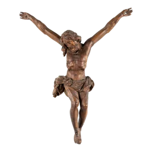 Primitive Wooden 17th Century Baroque Flemish Corpus of Christ