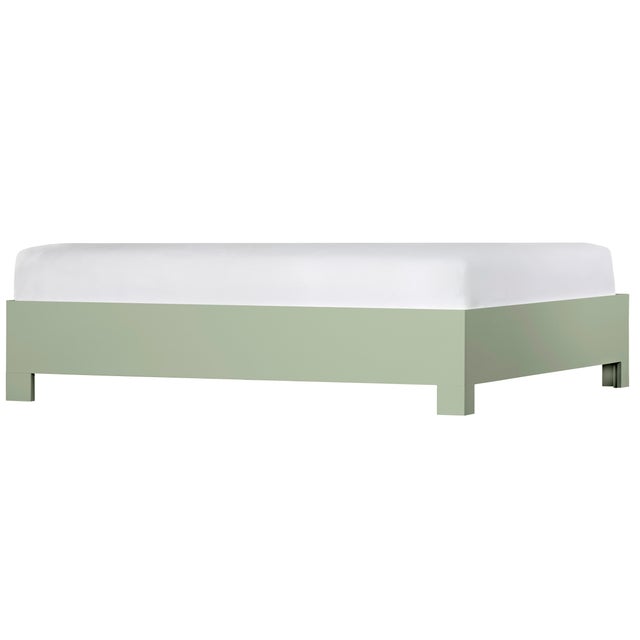 Light Green Silas Standard Bed Queen - Celery Green For Sale - Image 8 of 12