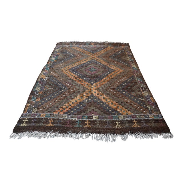 1960s Home Living Vintage Turkish Kilim Rug For Sale