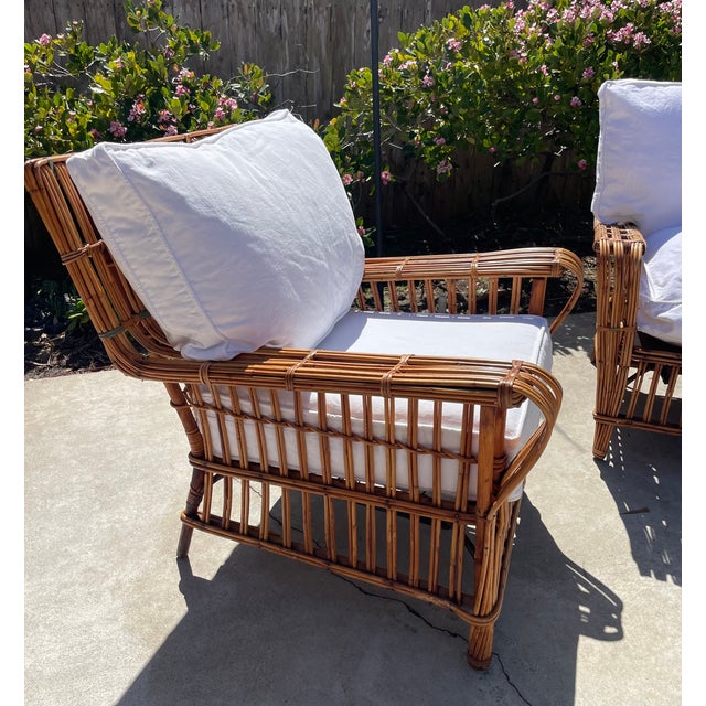 Antique Stick Wicker Sofa & Lounge Chairs, a Set of 3 Attributed to Heywood Wakefield For Sale - Image 13 of 15