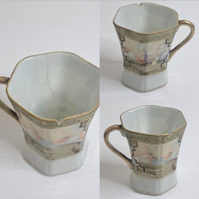 Antique Imperial Nippon Hand-Painted Chocolate Pot Set, 11 Pieces, Scenic Design, Gold Trim, Japan For Sale - Image 12 of 12