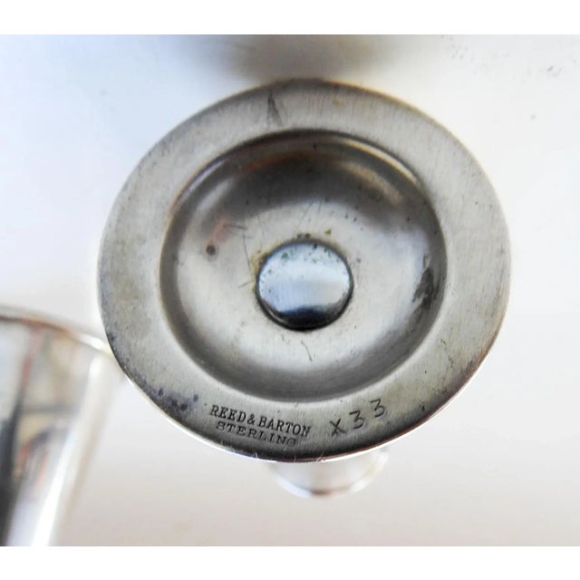 Mid Century Modern sterling silver Reed & Barton salt and pepper shakers. Marked on bottom, X33 pattern, overall patina,...