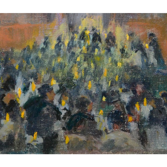 Candlelight Service Landscape Painting, Oil on Canvas, Circa 1940 by Orrin A. White For Sale - Image 4 of 6