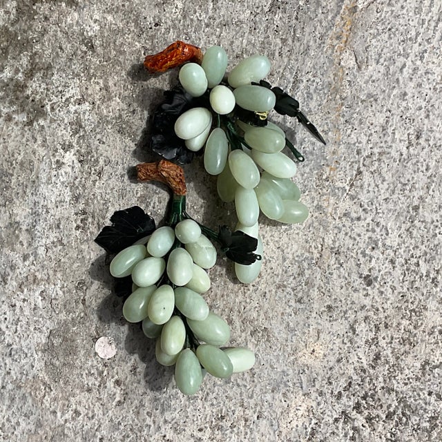 Boho Chic Vintage Carved Green Stone Grape Cluster Sculptures - A Pair For Sale - Image 3 of 13