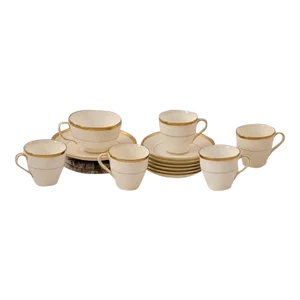Circa 1910 Minton H969 for Burley & Co Gold Encrusted Demitasse & Tea Cups With Saucers- 12 Pieces