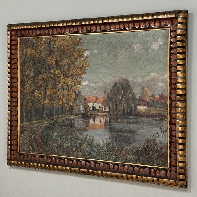 1900 - 1909 Framed Oil Painting on Canvas by Léon Dardenne (1865-1912) 'Lake View' For Sale - Image 5 of 16