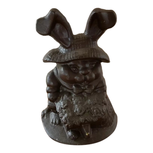 Vintage Easter Bunny Rabbit Pushing Wheelbarrow Cast Iron Door Stop