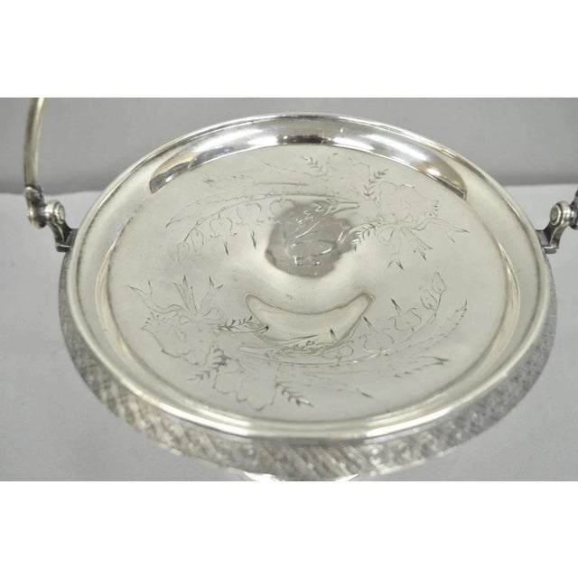 Early 20th Century Antique Reed & Barton Victorian Silver Plated Pedestal Brides Basket W/ Handle For Sale - Image 5 of 10
