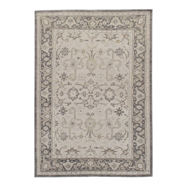 Classic Tabriz Style Ivory Handwoven Rug 5'2 X 7'5 For Sale