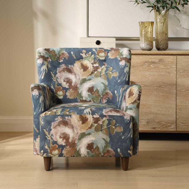 Blue Lainey Floral Upholstered Armchair For Sale - Image 8 of 11