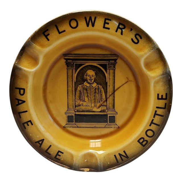 1930s Rare Printer Misprint English Flower's Pale Ale Pub Ashtray For Sale