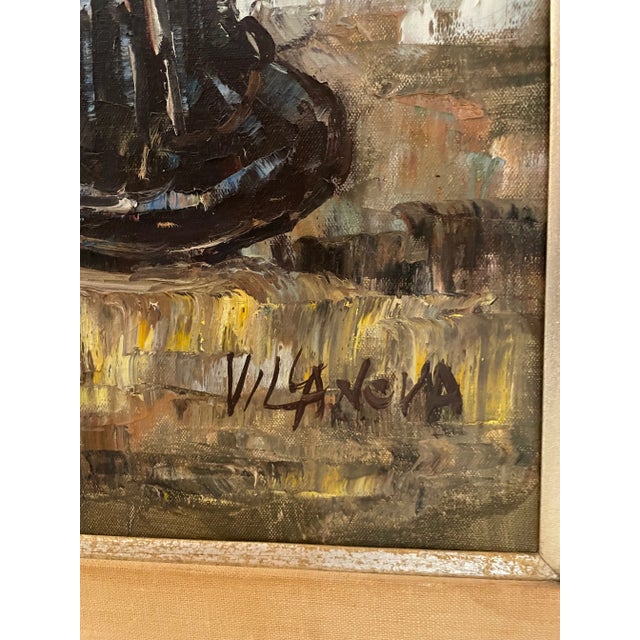 Really beautiful bright cheery still life of flowers and fruit. Framed in probably the original frame. It is signed. Not...