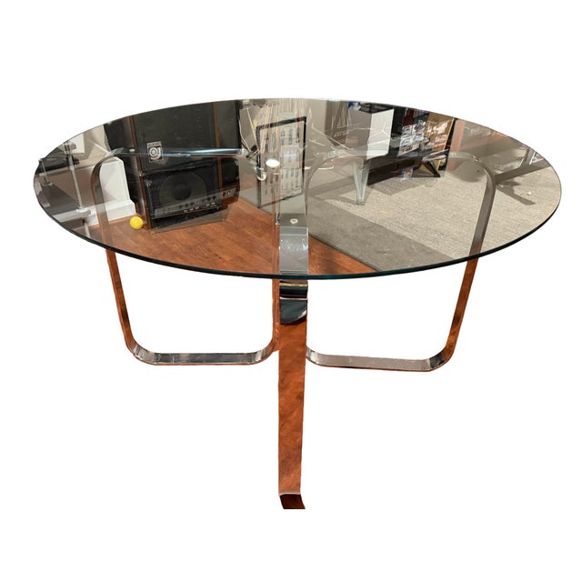 Beautiful, solid MCM early 1970’s Italian table has been with us for years; very solid construction, eye-catching design....