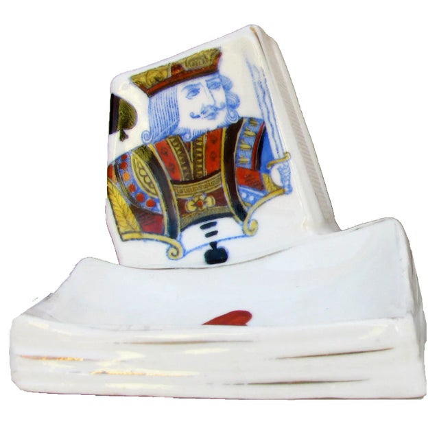 Victorian Antique Playing Card Porcelain Match Stikers / Ashtrays, Pair For Sale - Image 3 of 6