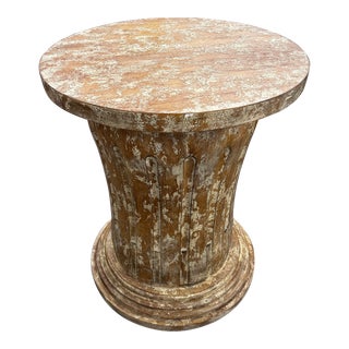Vintage Chippy/Crackle Paint Pedestal Table Base For Sale