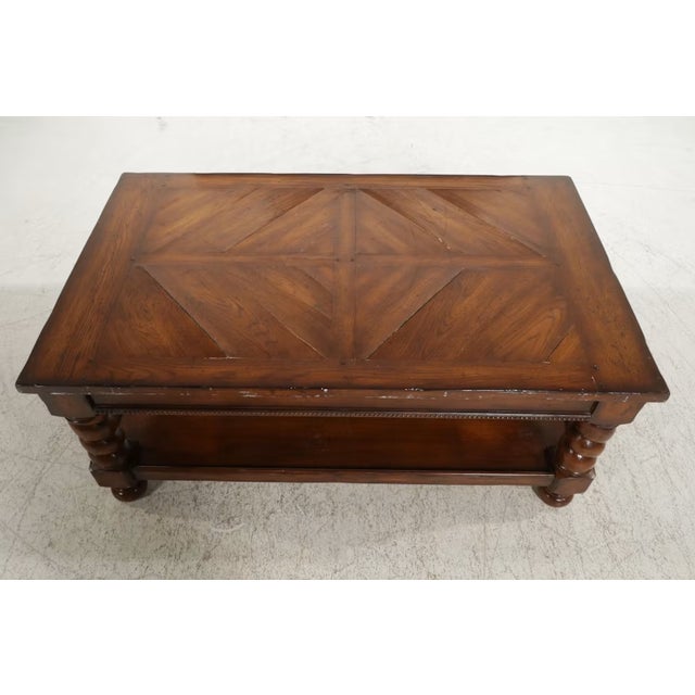 Baroque Late 20th Century Spanish Baroque Oak Coffee Table With Barley Twist Legs For Sale - Image 3 of 7