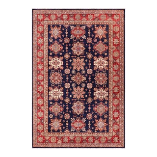 Bohemian Super Kazak Blue/Red Wool Rug - 8'2'' X 10'4'' For Sale