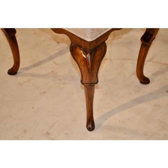 Edwardian English Walnut Upholstered Stool, Circa 1900 For Sale - Image 4 of 8