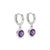 Amethyst Hoop Huggies Earrings, February Birthstone Drop Earrings, A Pair For Sale - Image 4 of 5