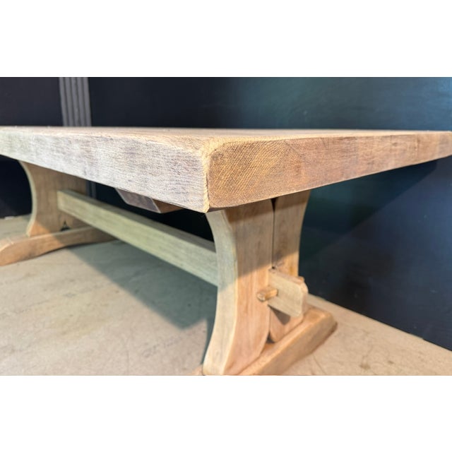 French Bleaching Oak Farmhouse Dining Table, 1925 For Sale - Image 13 of 18