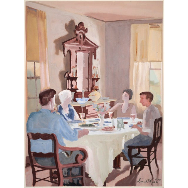 Classic Interior design and Family Dinner by Architectural Digest illustrator David Mode Payne (American, 1907-1985). The...