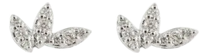 Dainty 18k White Gold Diamond Leaf Stud Earrings, 0.157 Ct for Women- A Pair