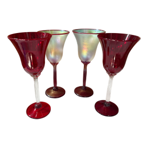 Contemporary Art Glass Wines by Rick Strini - Set of 4