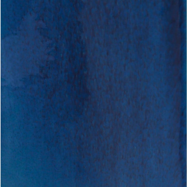 Contemporary Matthew Izzo Home Barron Glossy Navy Glaze Ceramic Table Lamp With Brass Details and White Shade For Sale - Image 3 of 5