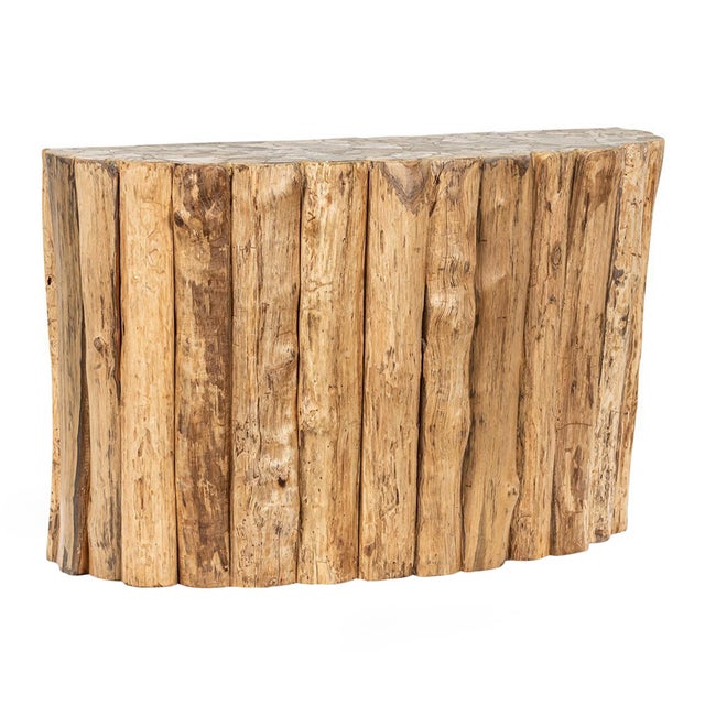 Petrified Wood Top Organic Teak Console Table For Sale - Image 10 of 14