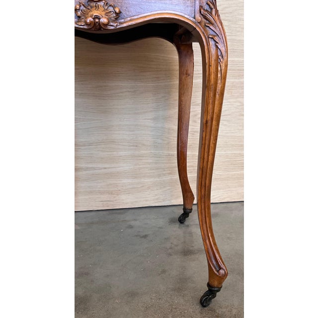 Antique French Mahogany Night Stands with marble top and wheels, 1900, 2 Pieces For Sale - Image 14 of 18