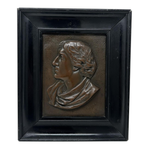 Antique Bronze Ebony Framed Plaque Portrait of Actor Sir Henry Irving 1838-1905