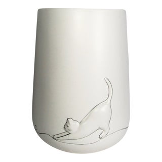 Vintage Pottery Barn Ceramic 3d Cat Vase For Sale