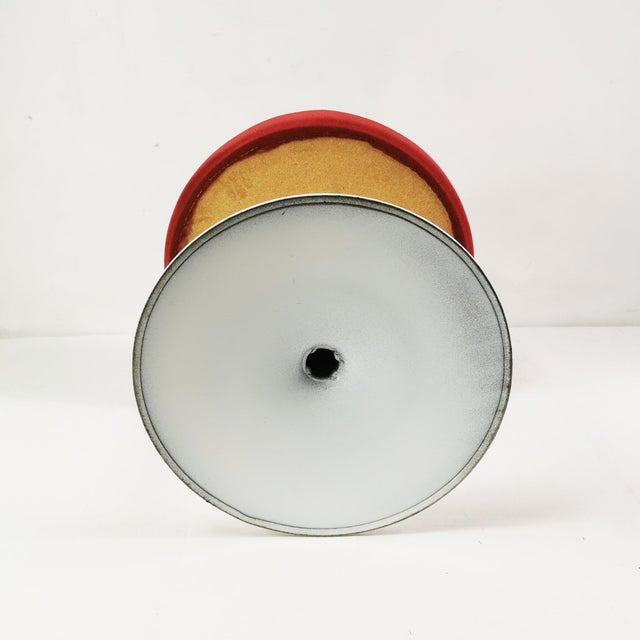 Metal Vintage Space Age Stool in Fabric and Metal, 1970s For Sale - Image 7 of 10