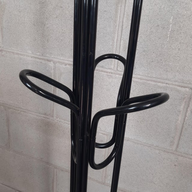 Metal Glossy Black Metal Floor Coat Hanger, 1980 For Sale - Image 7 of 12