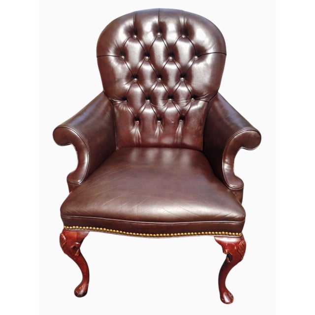 1960s Elevate Your Living Space With This Stunning Pair of Chesterfield Leather Armchairs by Hancock & Moore. For Sale - Image 12 of 12